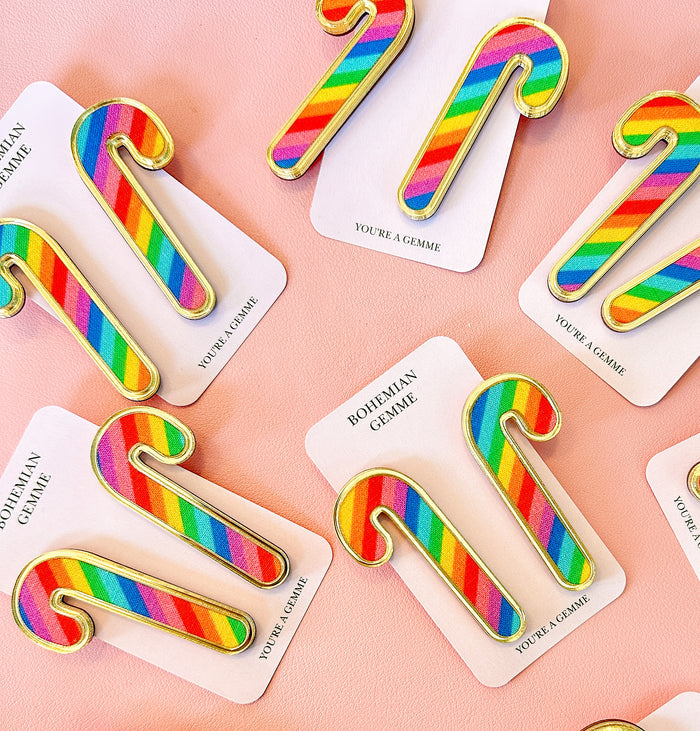 Sample Sale Rainbow Candy Cane Earrings