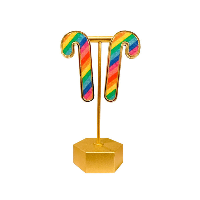 Sample Sale Rainbow Candy Cane Earrings