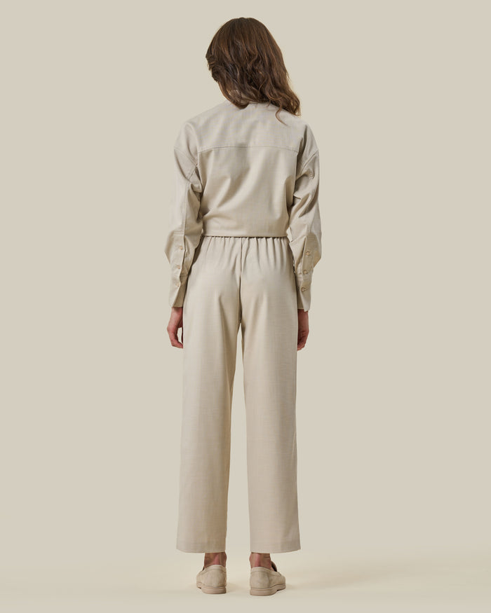 Sand Linen Drawstring Trousers