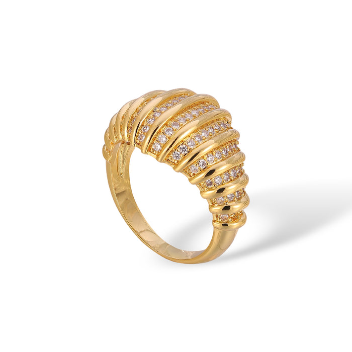 Simona 18K Gold Spindle Domed Ring