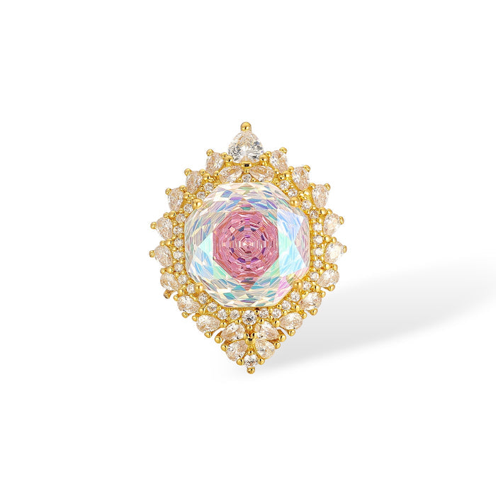 Sinja Pink Rose Floral Open Ring