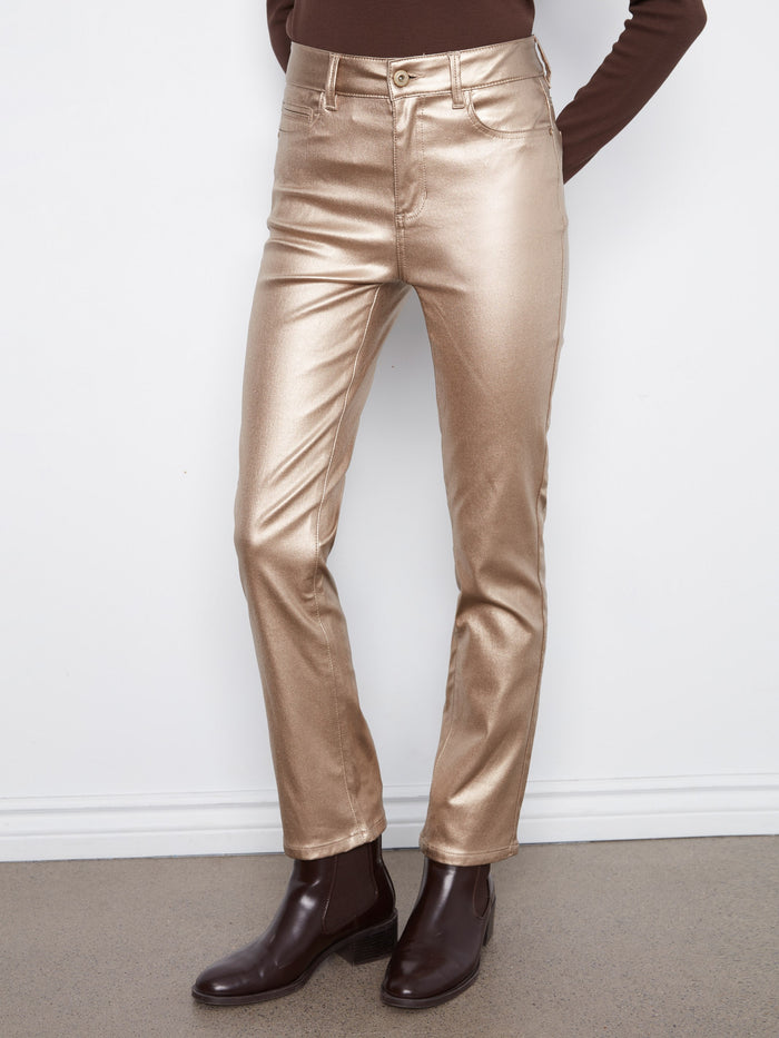 Crafted with ankle length cut, these pants offer both style and comfort. By Charlie B.