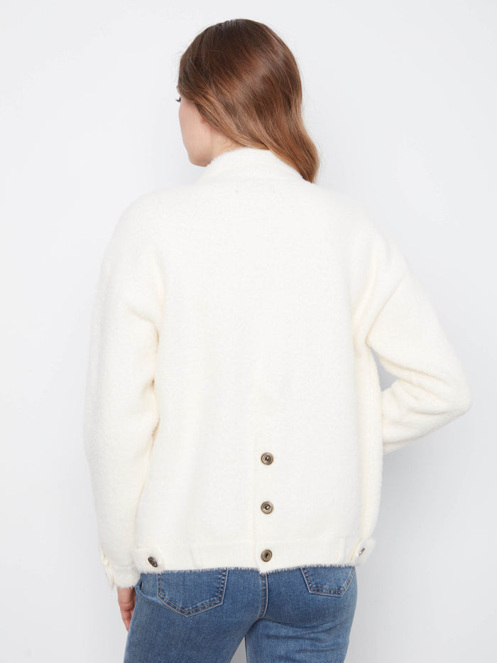 Relaxed fit design ensures ease of movement and casual elegance in this chic jacket. By Charlie B.