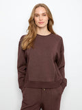 Espresso sweatshirt featuring ribbed side panels and a relaxed fit by Charlie B.