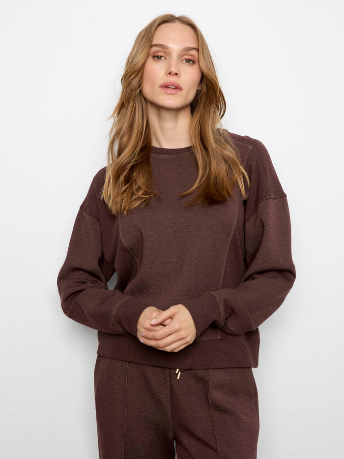Relaxed fit espresso sweatshirt with comfortable long sleeves by Charlie B.