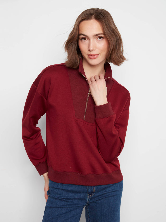 Soft Scuba Half-Zip Sweatshirt - Merlot