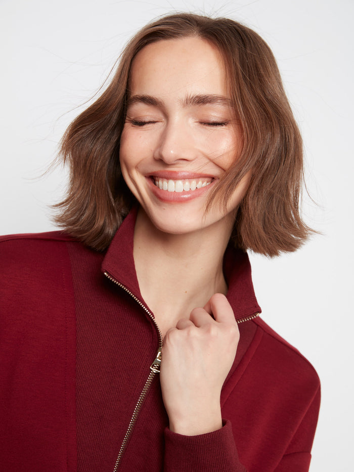 Soft Scuba Half-Zip Sweatshirt - Merlot