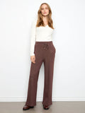Heather-Espresso wide leg jogger pants with full length and elastic waistband by Charlie B.
