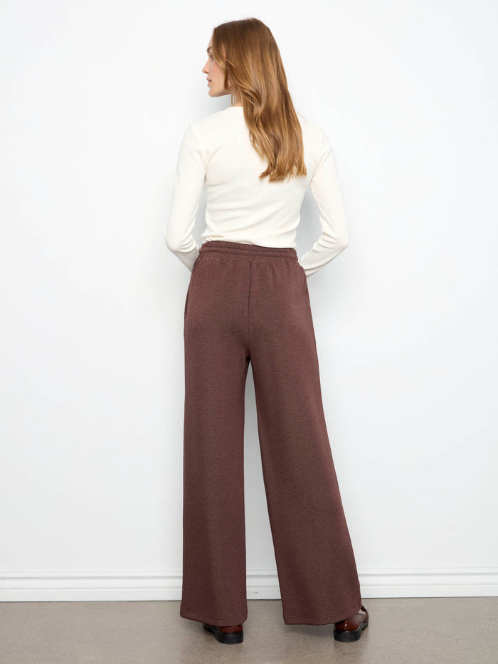 Soft Scuba Wide Leg Jogger Pants - Heather Espresso