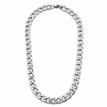 Stainless steel 11.5mm curb chain necklace full view on white background