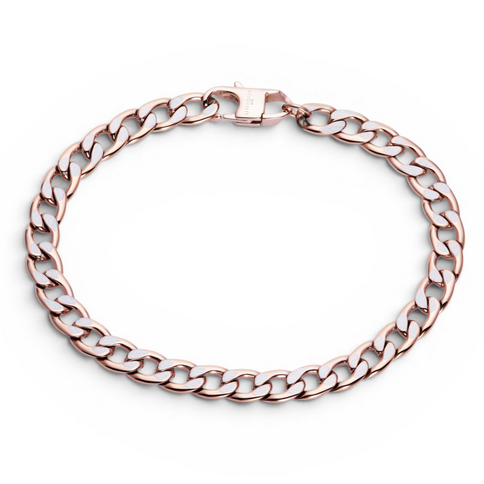 Stainless steel 7mm rose ion plated curb chain bracelet