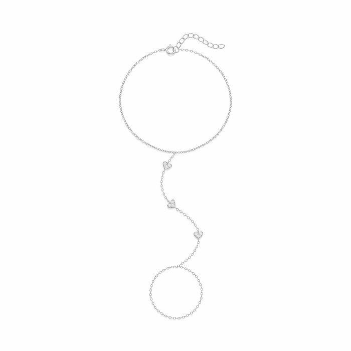 Stella 14K Gold Heart Linked Finger Bracelet