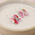 Sterling Silver and Acrylic Pink and Gold Patterned Hoops