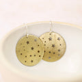 Sterling Silver And Brass Cut Out Star Disc Earrings