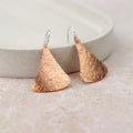Sterling Silver And Copper Triangle Textured Earrings