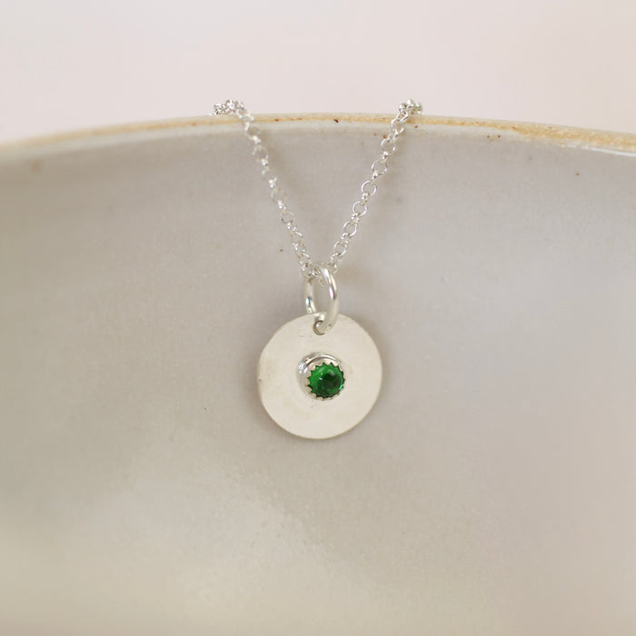 Sterling Silver Birthstone Disc Pendant