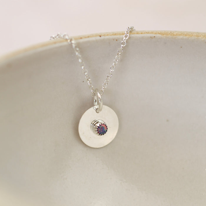 Sterling Silver Birthstone Disc Pendant