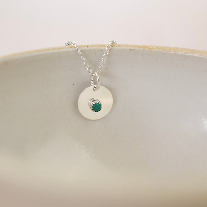 Sterling Silver Birthstone Disc Pendant