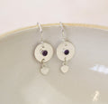 Sterling Silver Birthstone Heart Drop Earrings