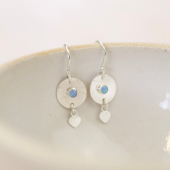 Sterling Silver Birthstone Heart Drop Earrings