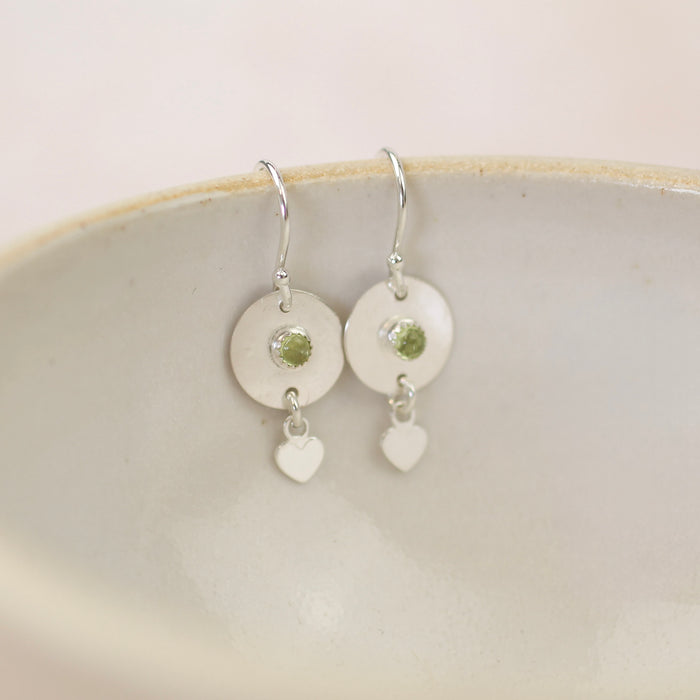 Sterling Silver Birthstone Heart Drop Earrings