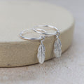 Sterling Silver Feather Hoops