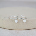 Sterling Silver Heart Bead Hoops