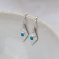 Sterling Silver Diamond and Turquoise Earrings