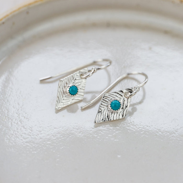 Sterling Silver Diamond and Turquoise Earrings