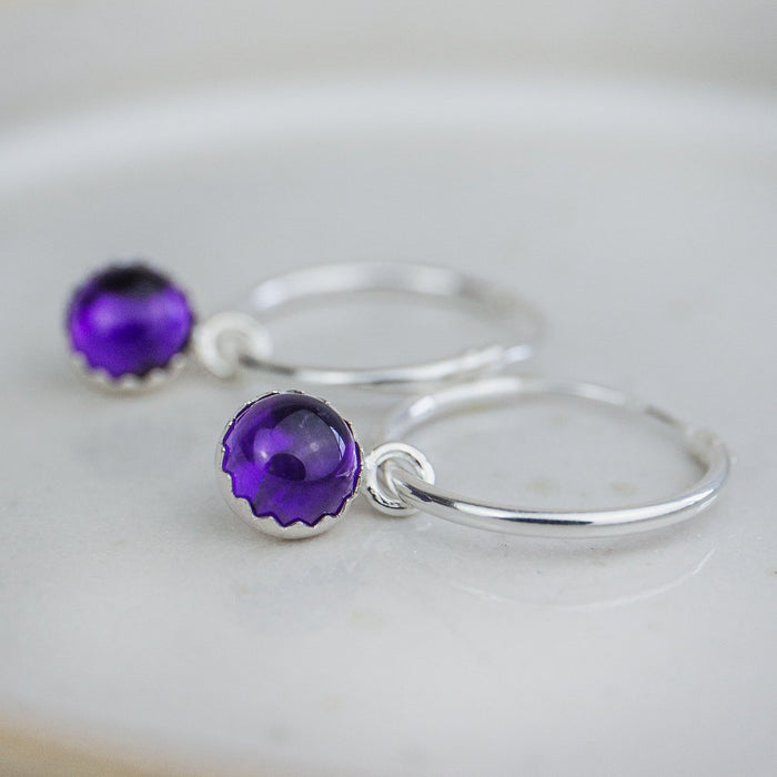Sterling Silver Gemstone Hoops