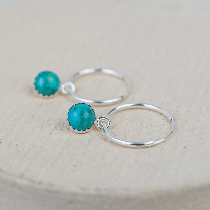 Sterling Silver Gemstone Hoops