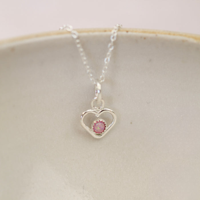 Sterling Silver Geo Heart Birthstone Pendant