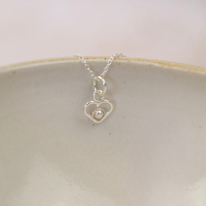 Sterling Silver Geo Heart Birthstone Pendant