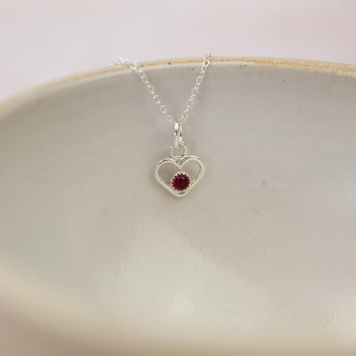 Sterling Silver Geo Heart Birthstone Pendant