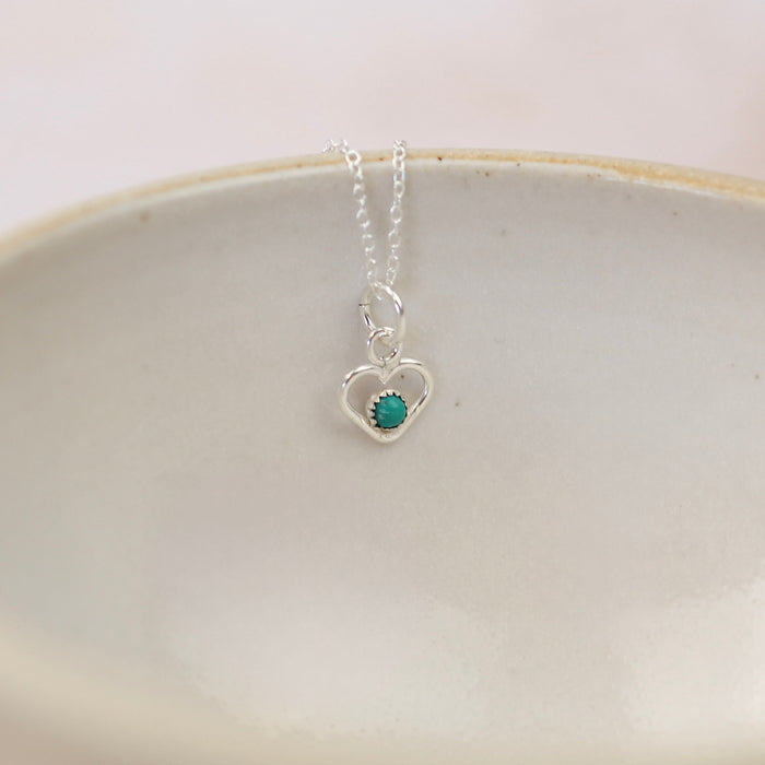 Sterling Silver Geo Heart Birthstone Pendant