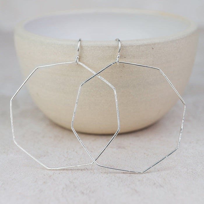 Sterling Silver Geo Octagon Earrings