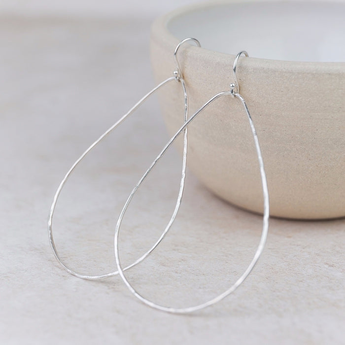 Sterling Silver Geo Teardrop Earrings