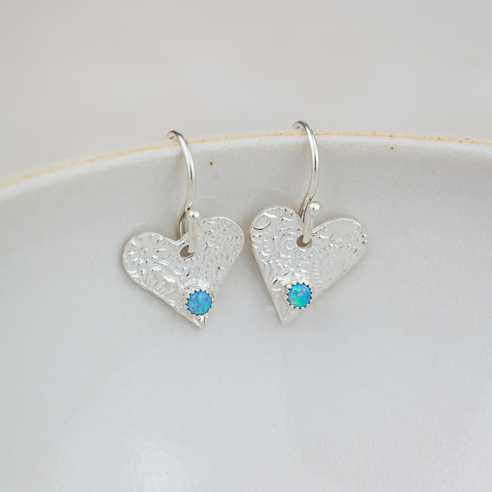 Sterling Silver Heart Charm Birthstone Earrings