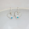 Sterling Silver Heart Charm Birthstone Earrings