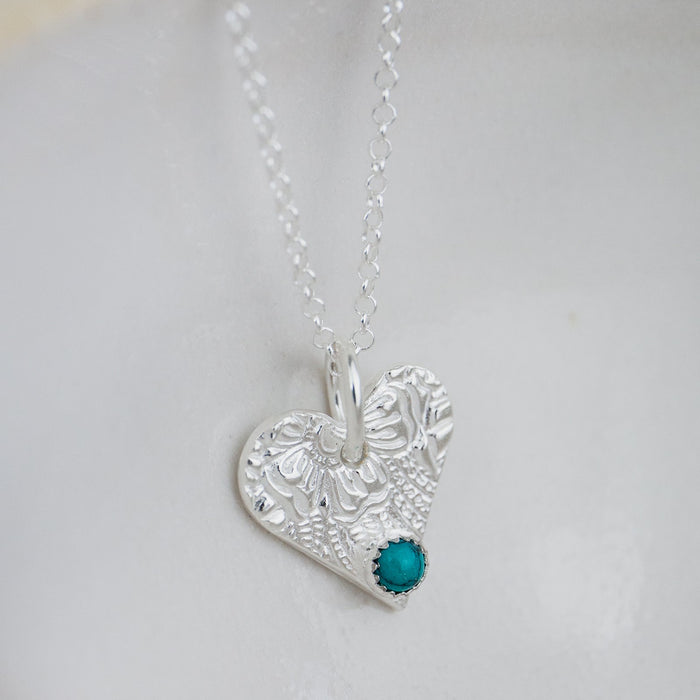 Sterling Silver Heart Charm Birthstone Pendant