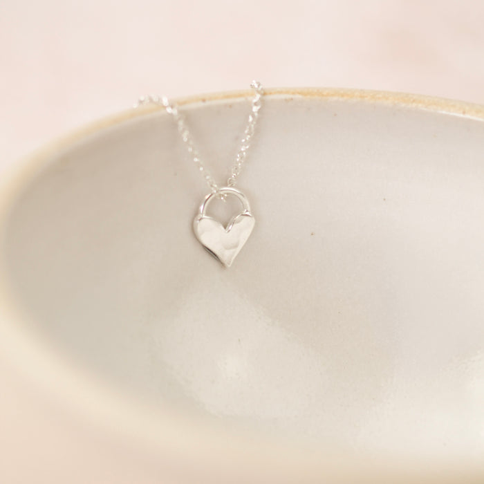 Sterling Silver Heart Lock Pendant