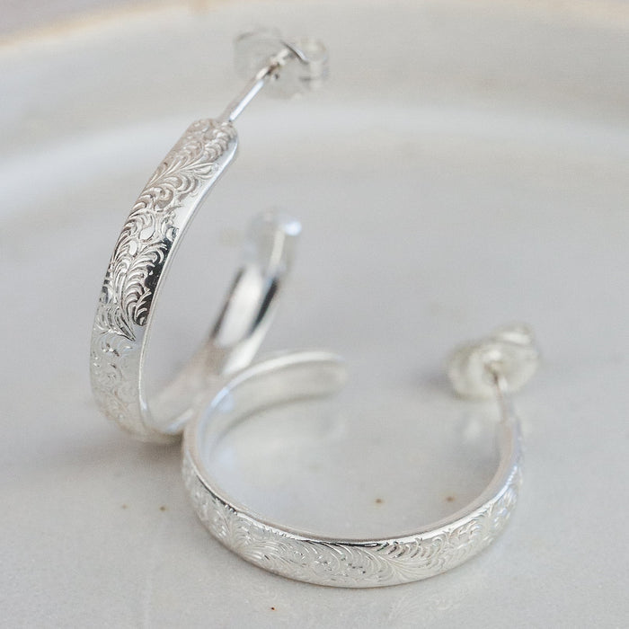 Sterling Silver Lace Hoops - Everyday