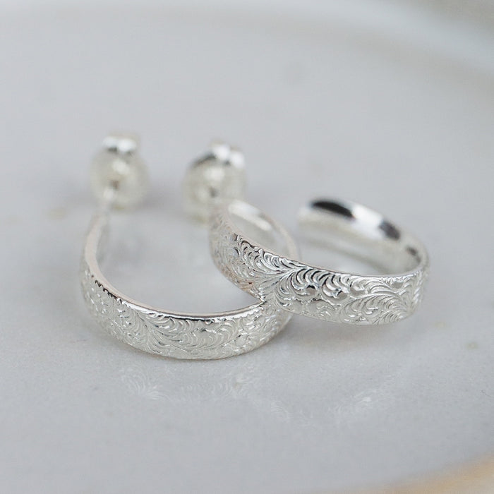 Sterling Silver Lace Hoops - Mini