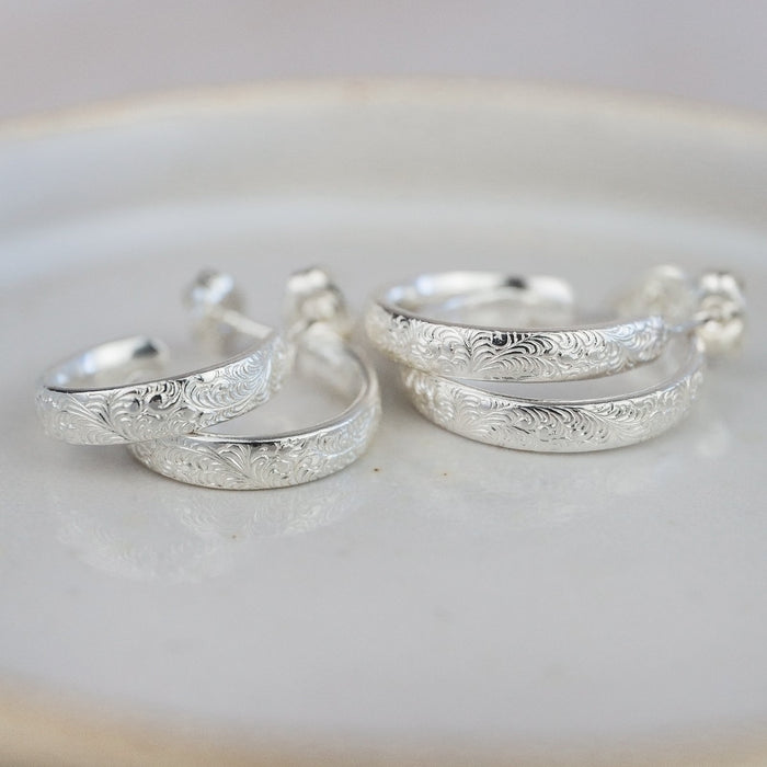 Sterling Silver Lace Hoops - Mini