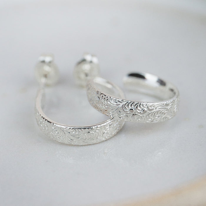 Sterling Silver Lace Hoops - Mini