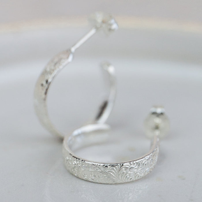 Sterling Silver Lace Hoops - Mini