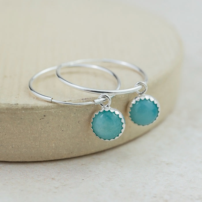 Sterling Silver Large Gemstone Hoops