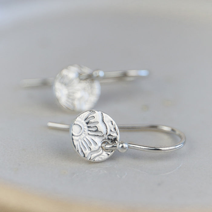 Sterling Silver Mini Textured Circle Earrings