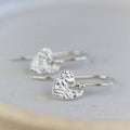 Sterling Silver Mini Textured Heart Earrings