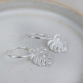 Sterling Silver Monstera Charm Hoops